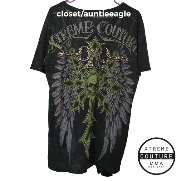EXTREME COUTURE Official MMA Mens Large Tee Black w/Green & Gold Ink NWOT - Picture 1 of 8